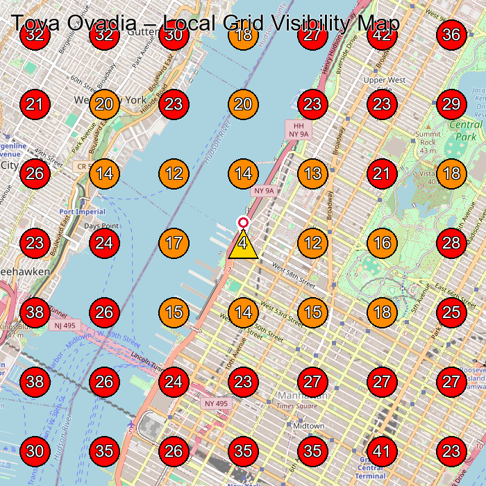 Tova Ovadia GeoGrid visibility map for Physical Therapist in New York